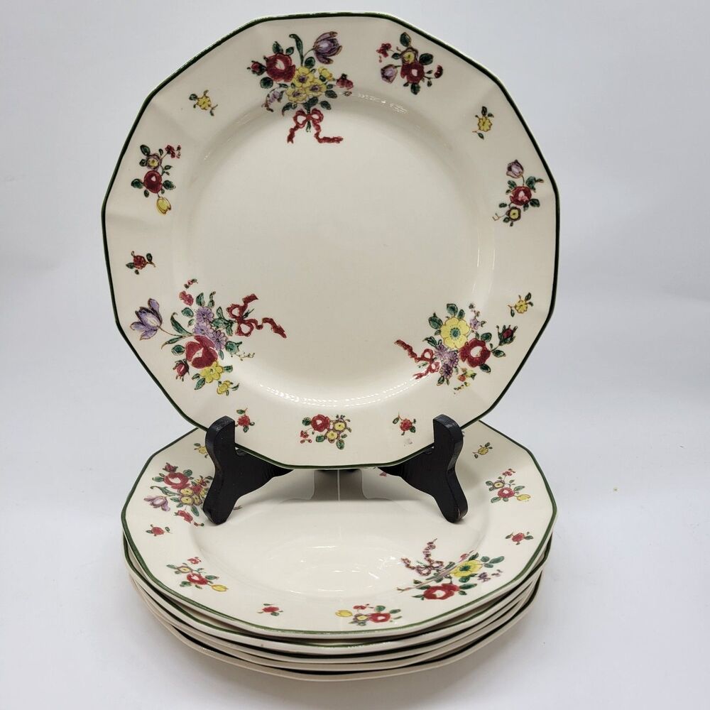 Royal Doulton Old Leeds Spray SetOf 6 Vintage 8 1/4" Salad Plates VGC